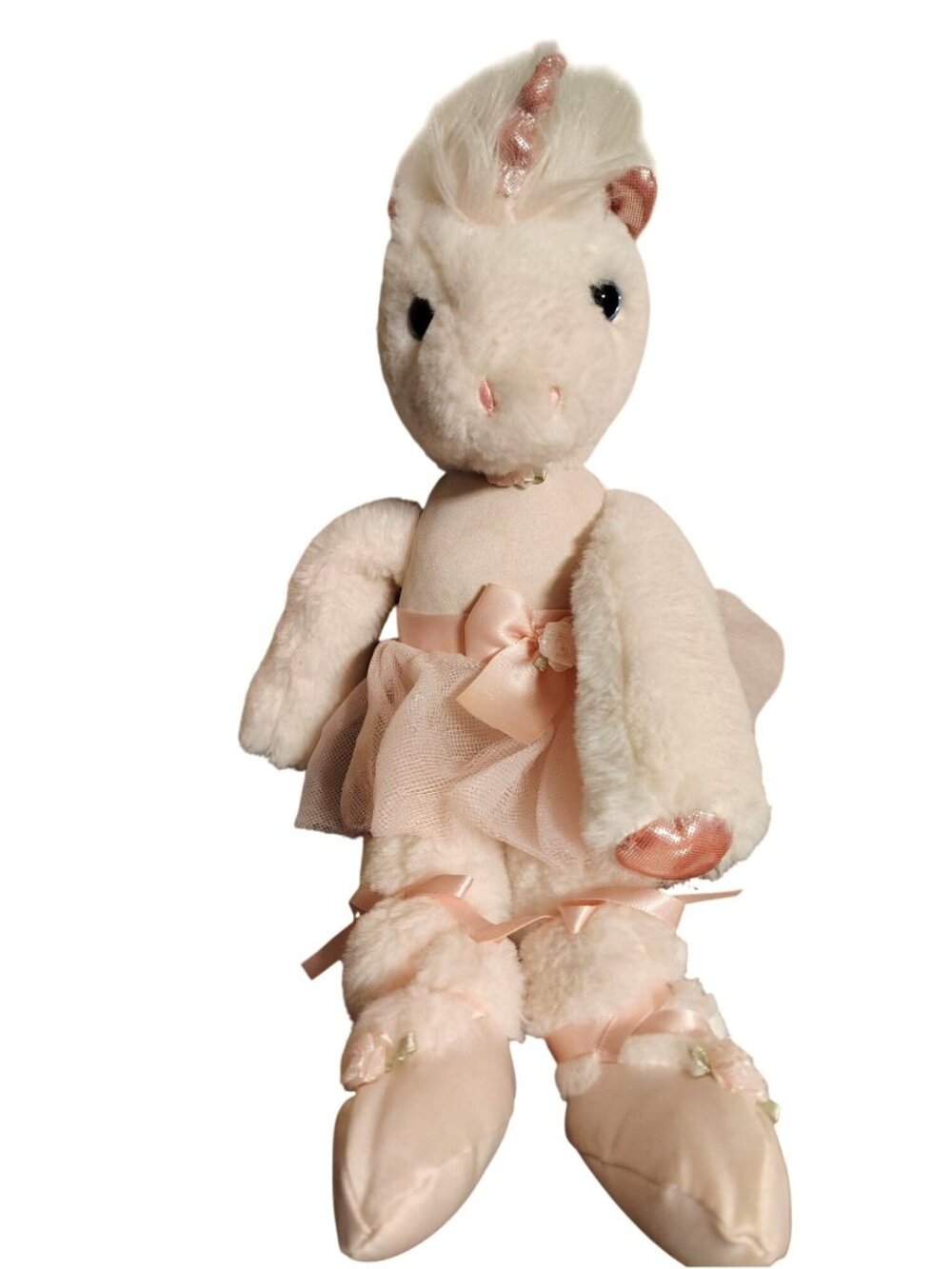 Bearington Unicorn Ballerina Plush Stuffed Animal, 15", White Pink